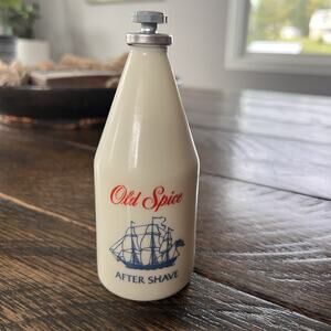NEW 1980 FULL Old Spice After Shave Shulton Milk Glass Bottle Full 4 1/4 oz VTG